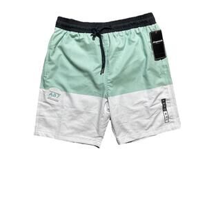 Aéropostale Men’s Colorblock Swim Shorts Mint Green & White Size Small NWT